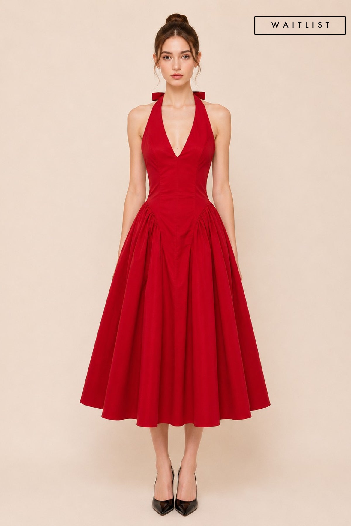 Waitlist 7/10 • Primrose Sleeveless Halter Midi Dress Red