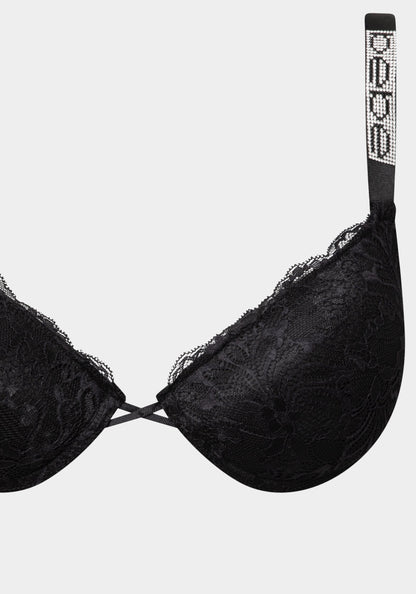 MEGA PUSH UP Lace Bra with Bebe Rhinestone Detail