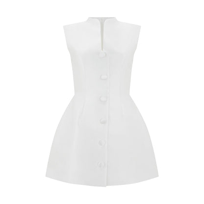 Satin Buttoned Mini Dress