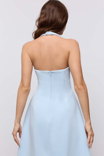 Cotton Mix Halter Midi Dress