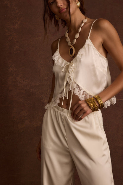 Cait Ivory Tie Front Cami