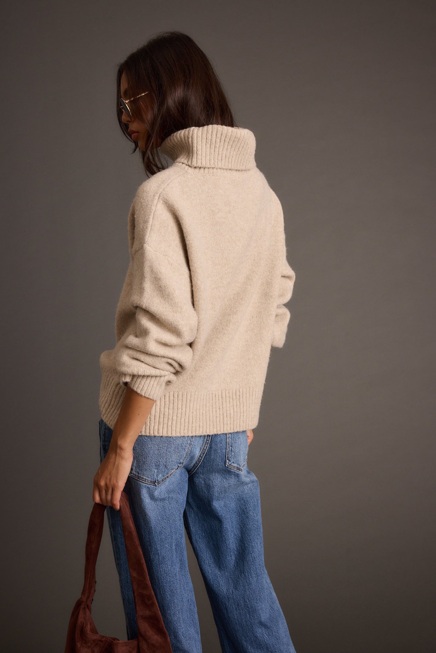 Cedar Oatmeal Oversized Sweater Turtleneck