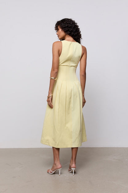 Cotton Mix Cinched Midi Dress
