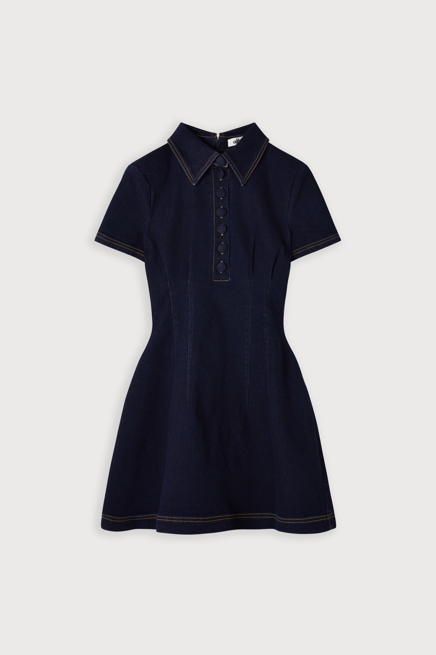 Cotton Mix Denim Collared Mini Dress