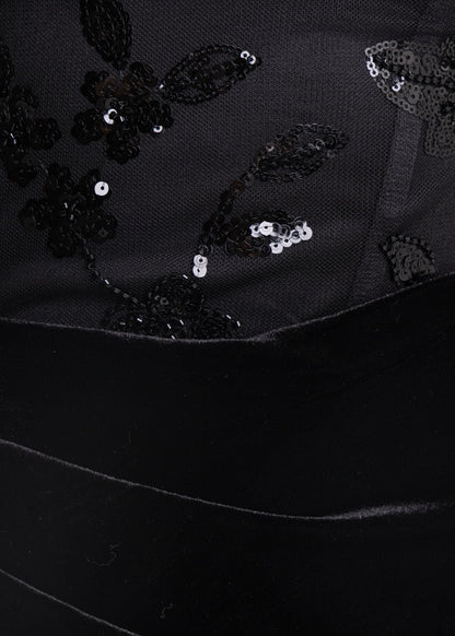 Dark Temptation Velvet Drape Mini Dress - Black