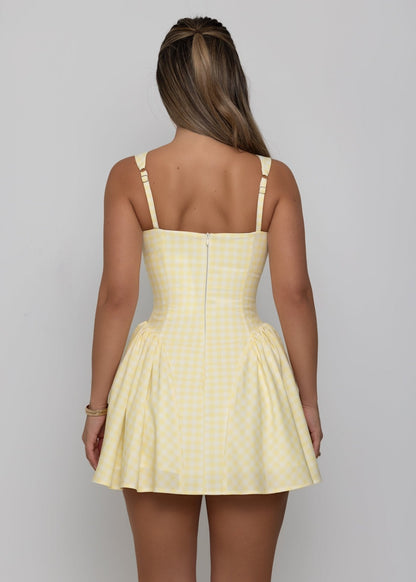 Day Dreamer Gingham Mini Dress - Yellow