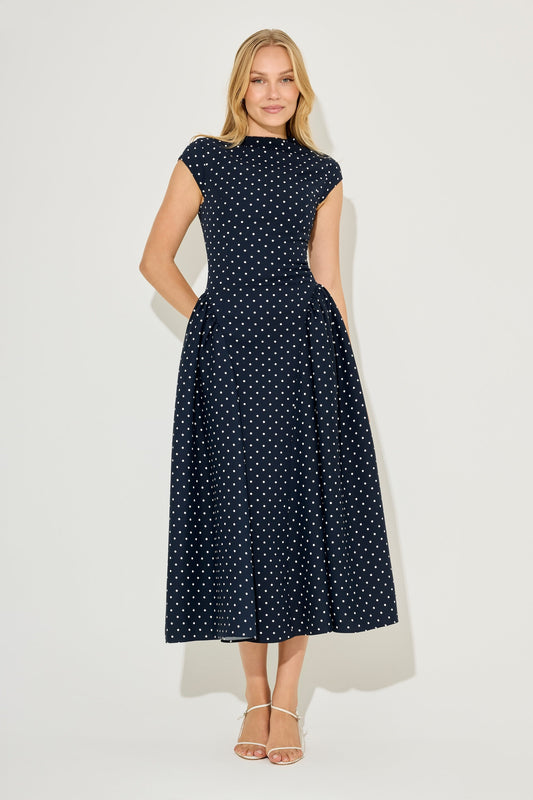 Cap Sleeve Gathered Midi Dress