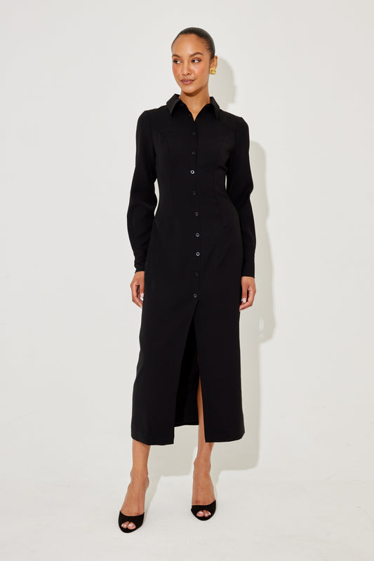 Long Sleeve Collar Maxi Dress