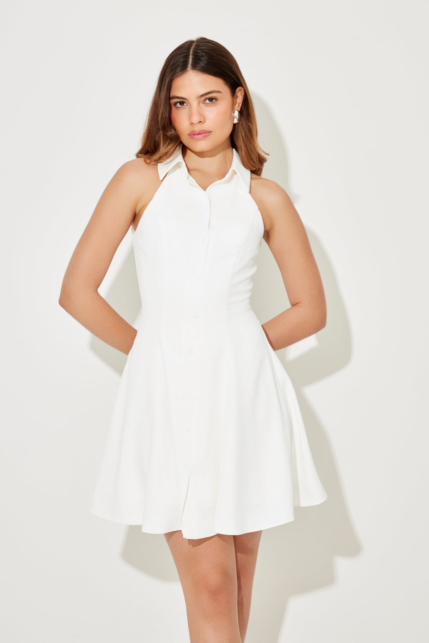 Flowy Collared Mini Dress