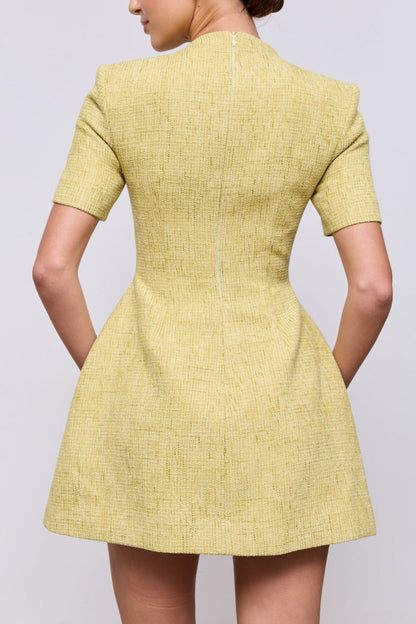Cotton Mix Bouclé Button Dress