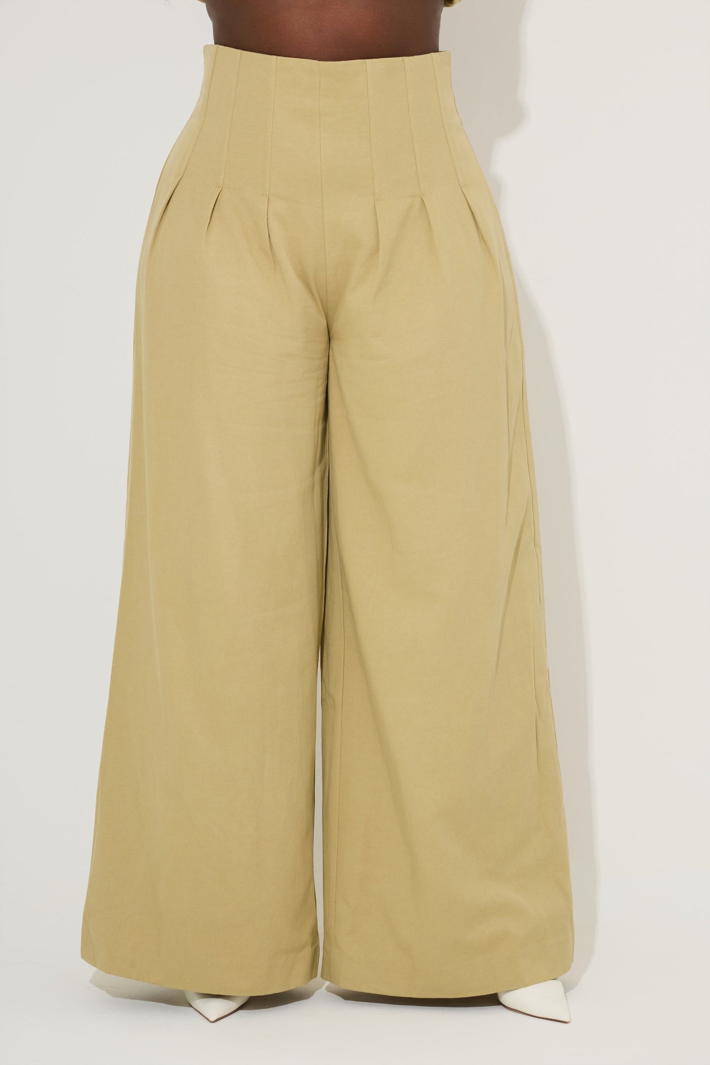 Cotton Mix Cinched Trousers