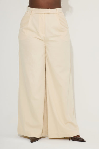 Cotton Mix Wide Leg Trousers