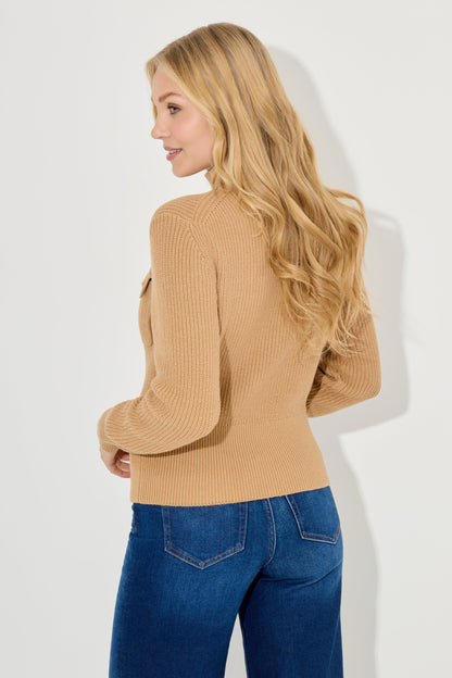 Cotton Zip Detail Cardigan
