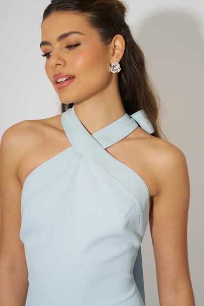 Cross Halter Neck Maxi Dress