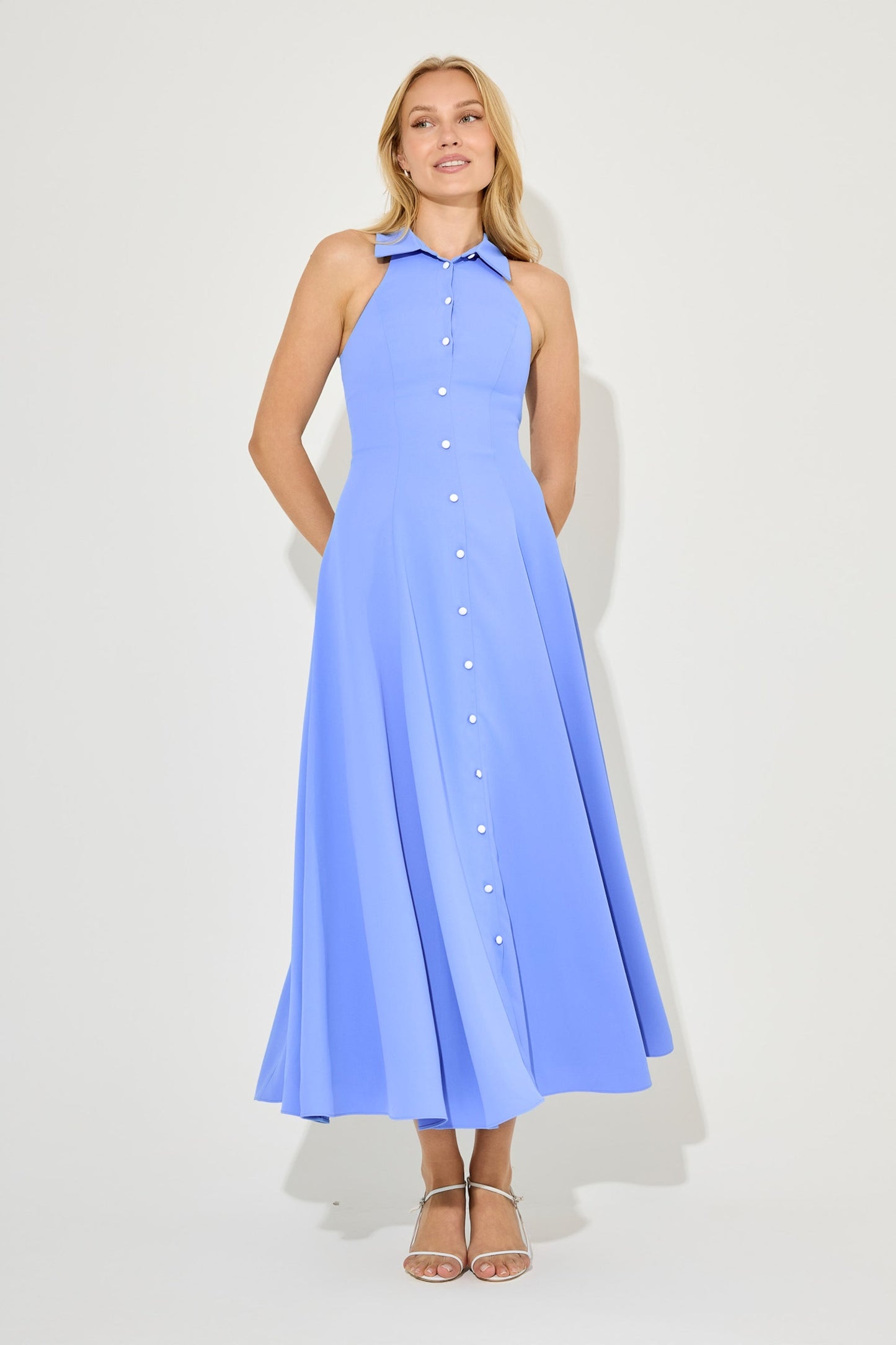 Flowy Collar Maxi Dress