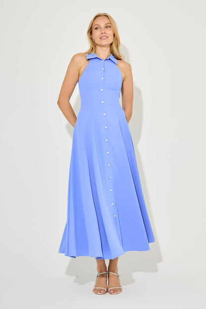 Flowy Collar Maxi Dress