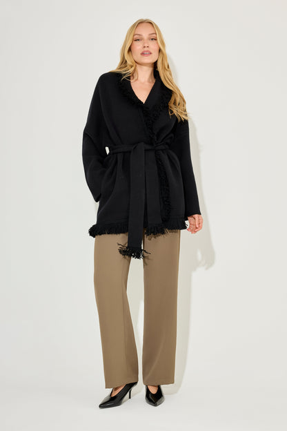Wool Fringe Cardigan