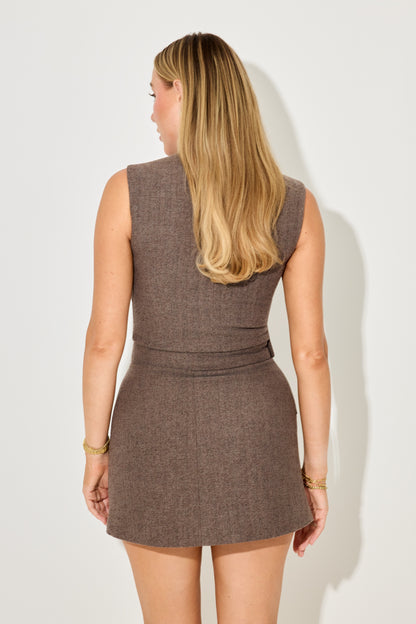 Herringbone Mini Skirt