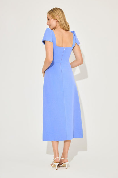 Linen Mix Square Neck Midi Dress