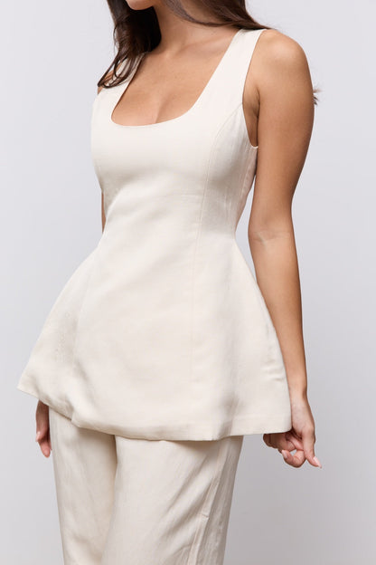 Linen Mix Volume Top
