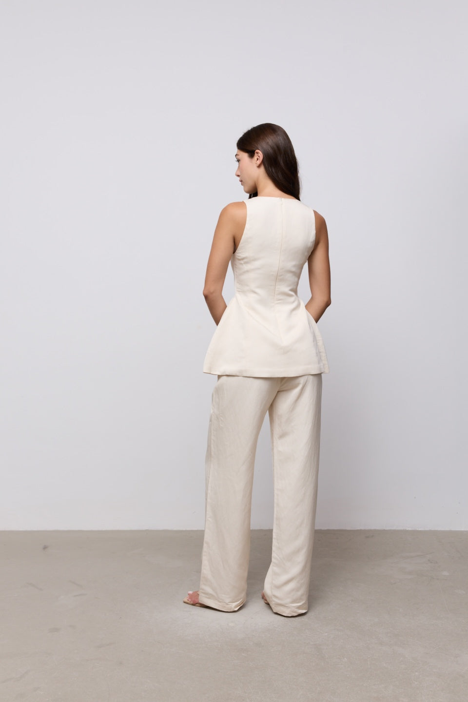 Linen Mix Tie Waist Trousers