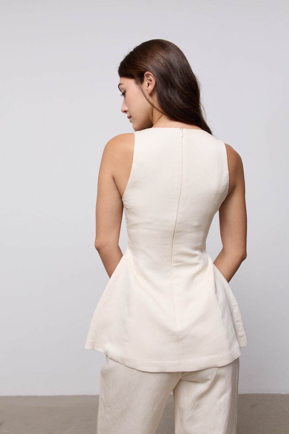 Linen Mix Volume Top
