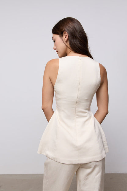 Linen Mix Volume Top