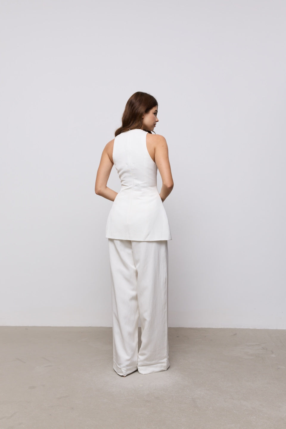 Linen Mix Wide Leg Trousers