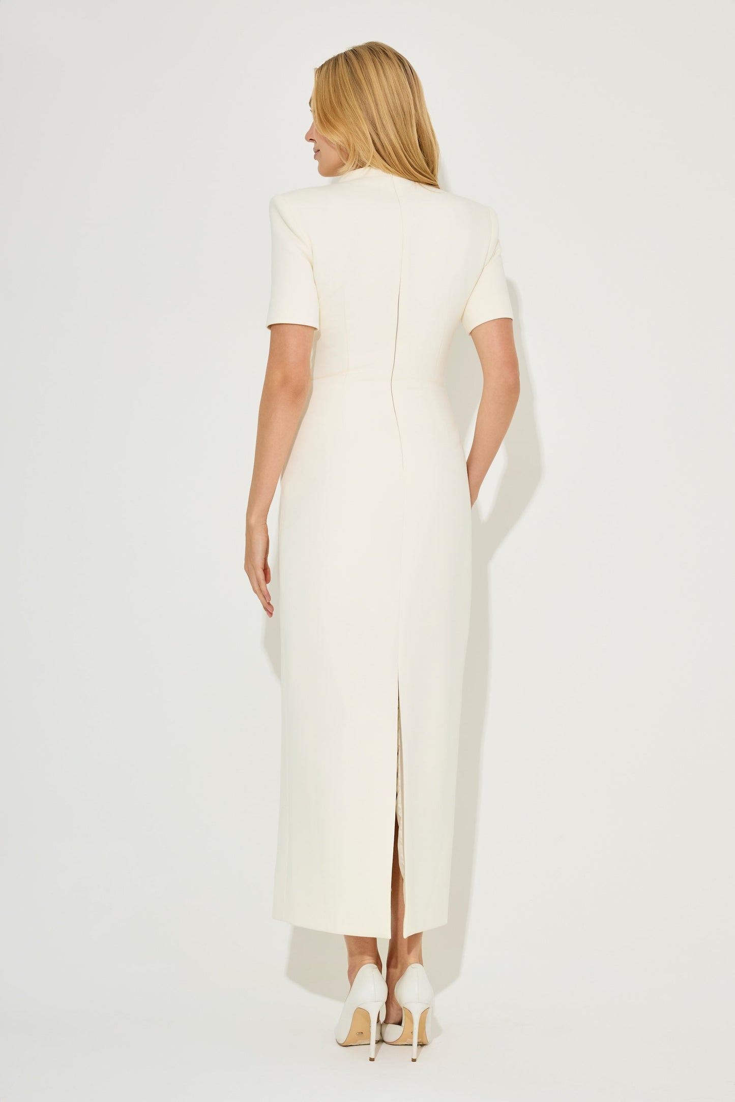 Cotton Mix Button Midi Dress
