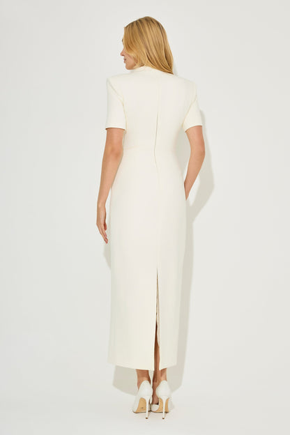 Cotton Mix Button Midi Dress