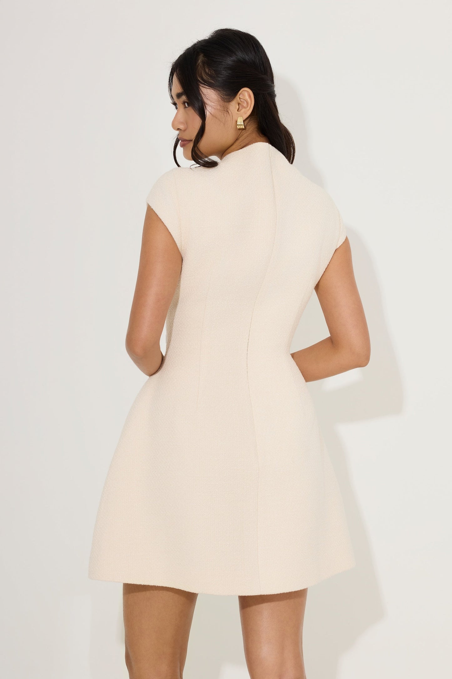 Tweed Cap Sleeve Mini Dress