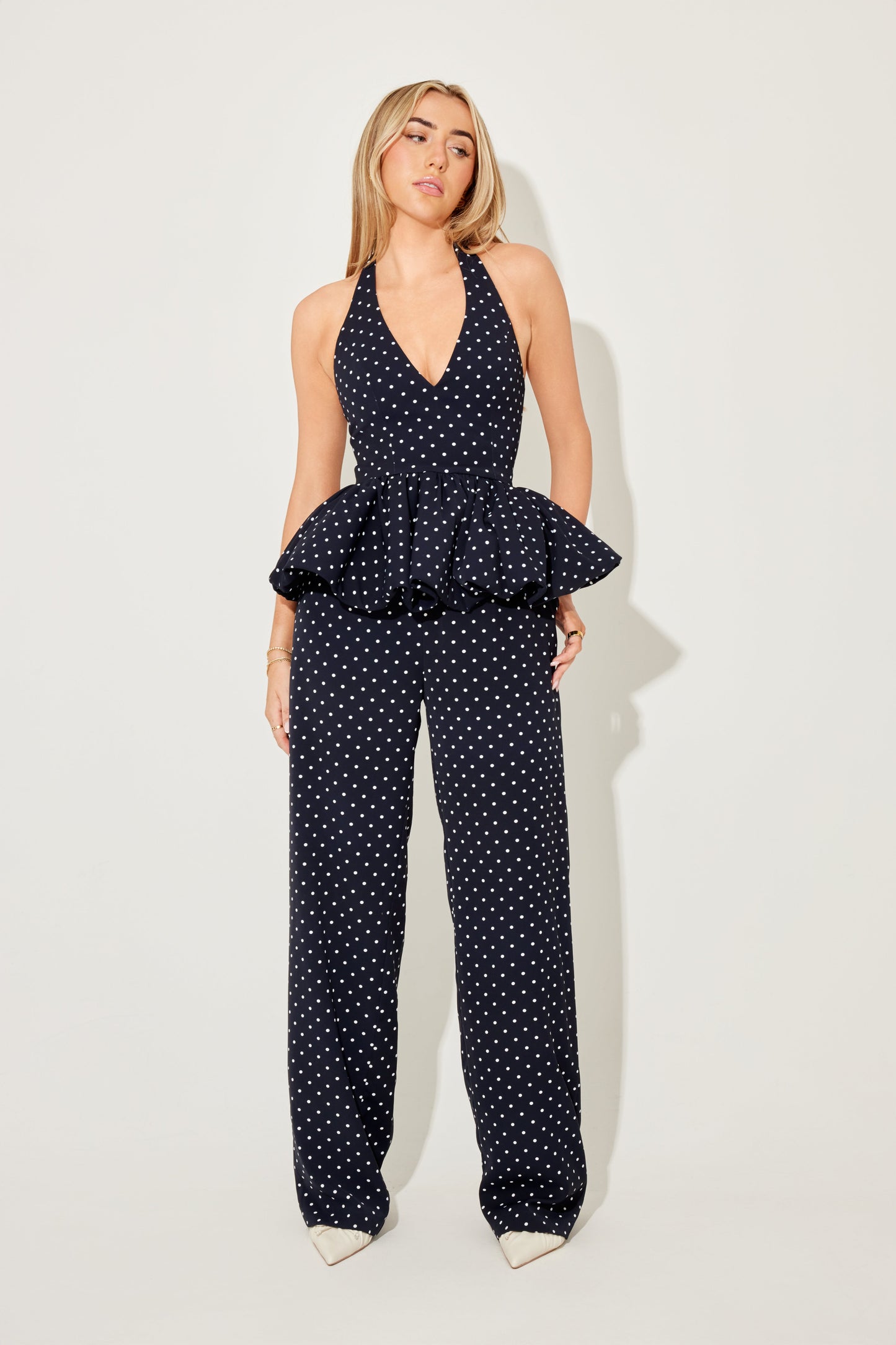Polka Dot Peplum Top