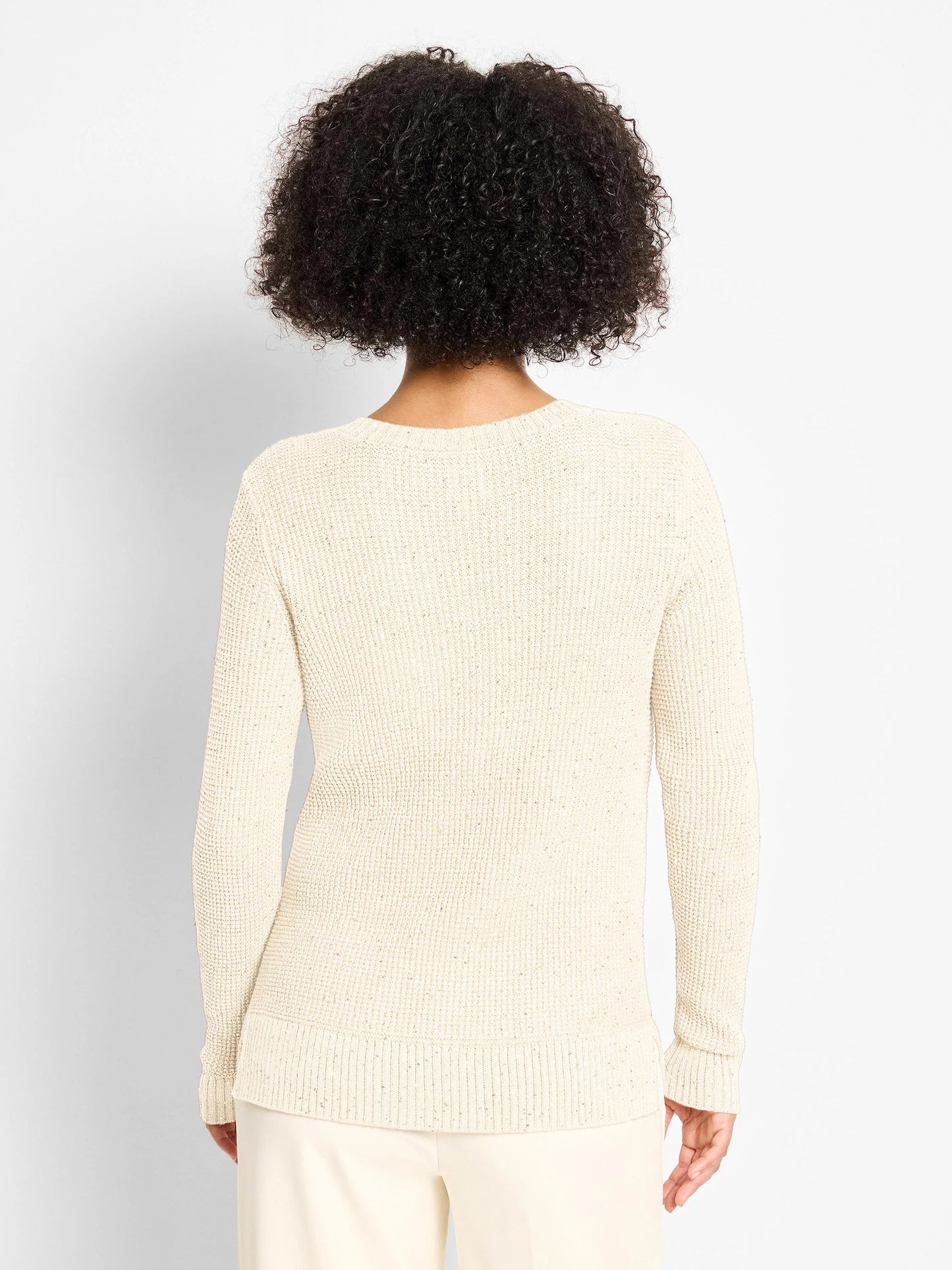 Shimmer Waffle V-Neck Sweater