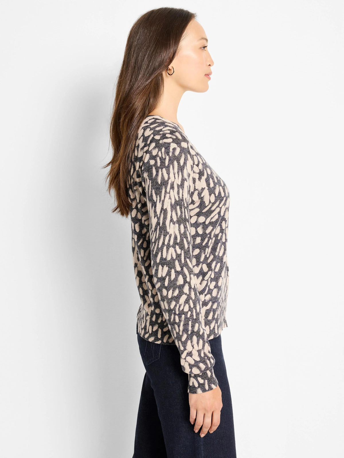 Wild Dot Buttoned Up Pullover Sweater