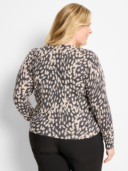 Wild Dot Buttoned Up Pullover Sweater