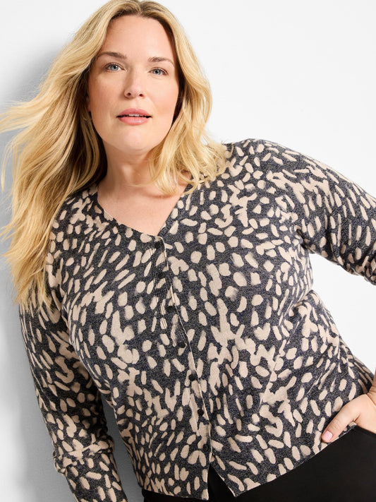 Wild Dot Buttoned Up Pullover Sweater