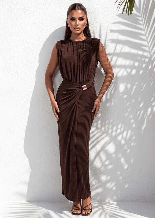 Falling Into You Maxi Dress - Brown
