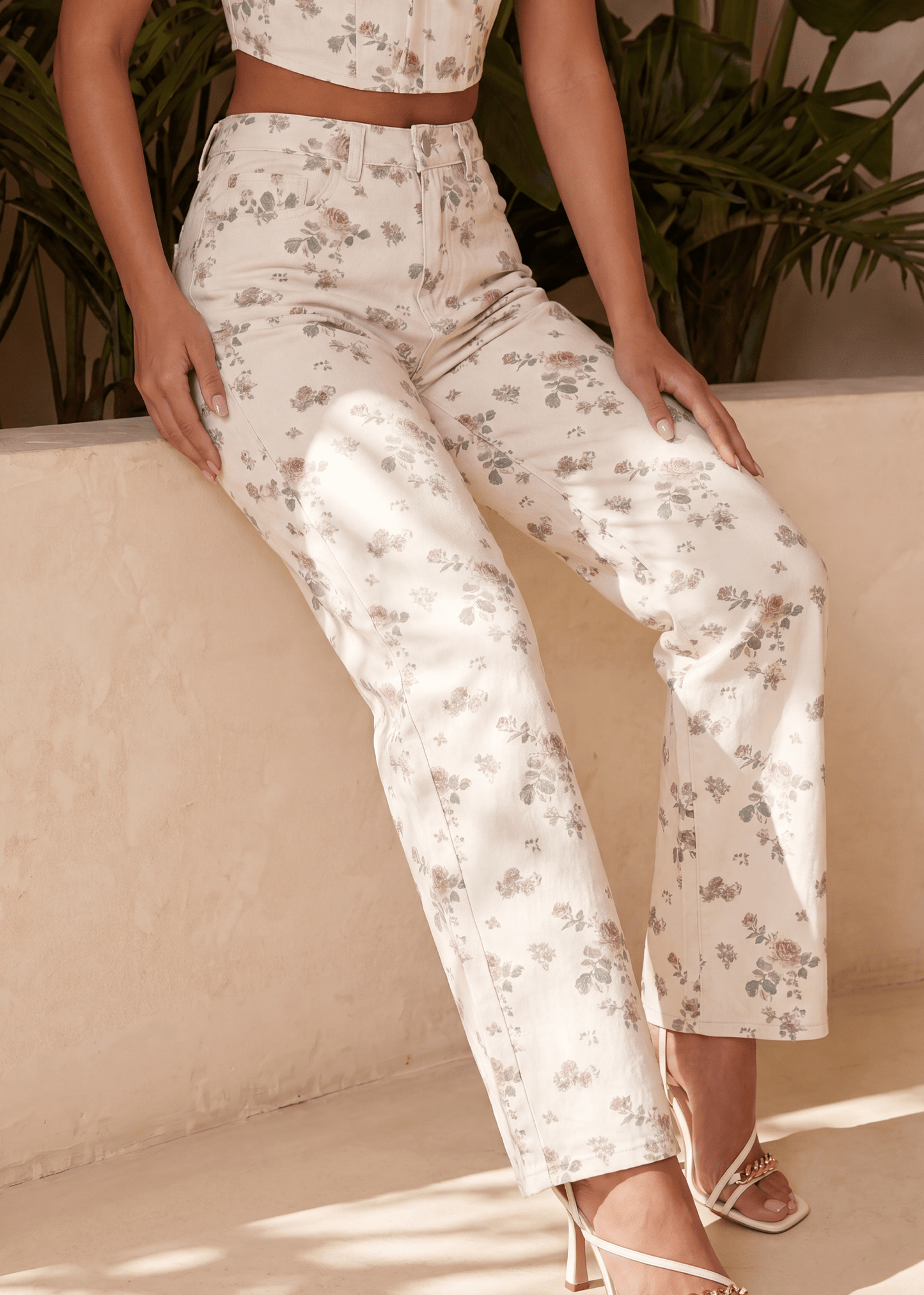 Forever Flirty Floral Denim Jeans - White