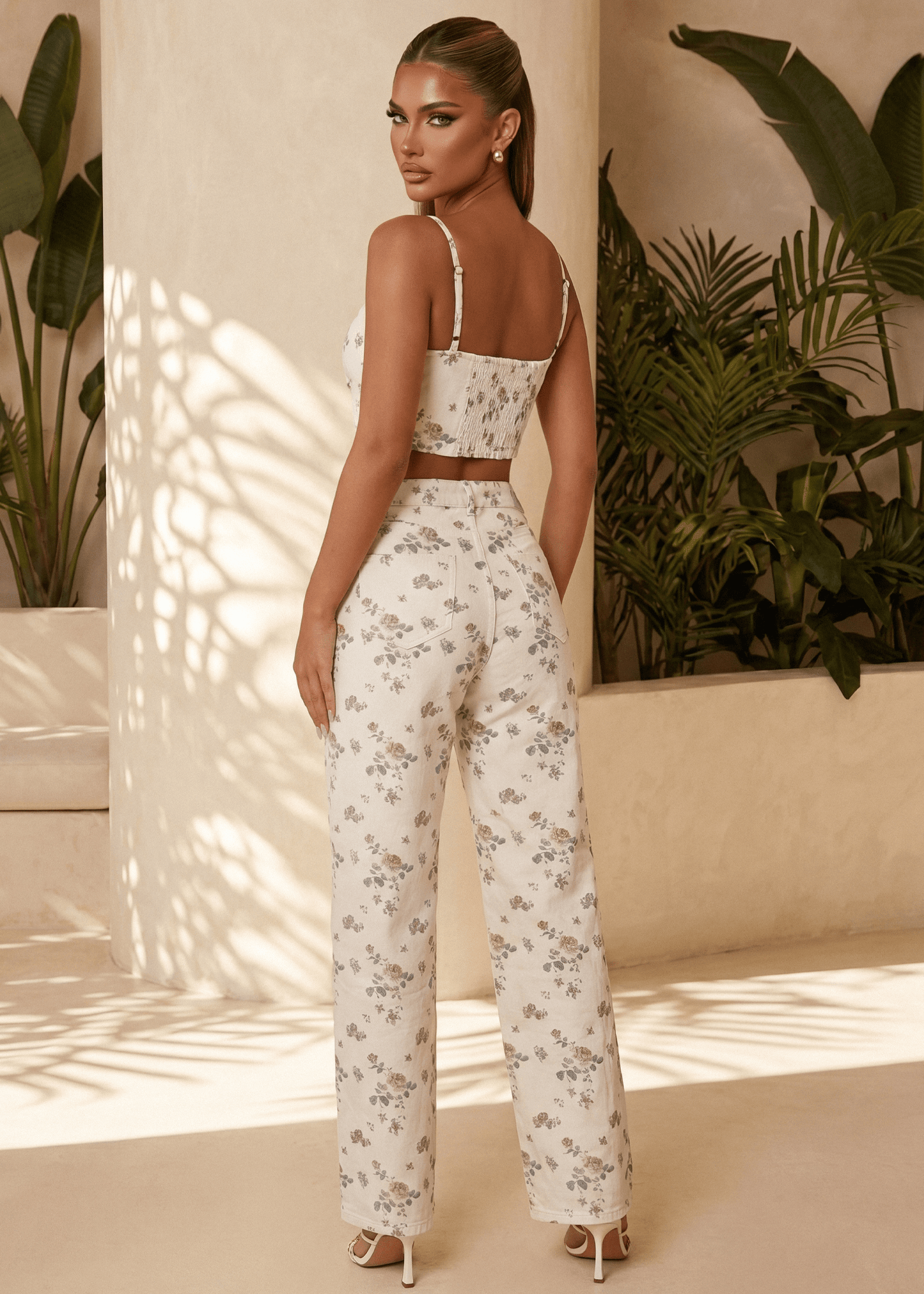 Forever Flirty Floral Denim Jeans - White