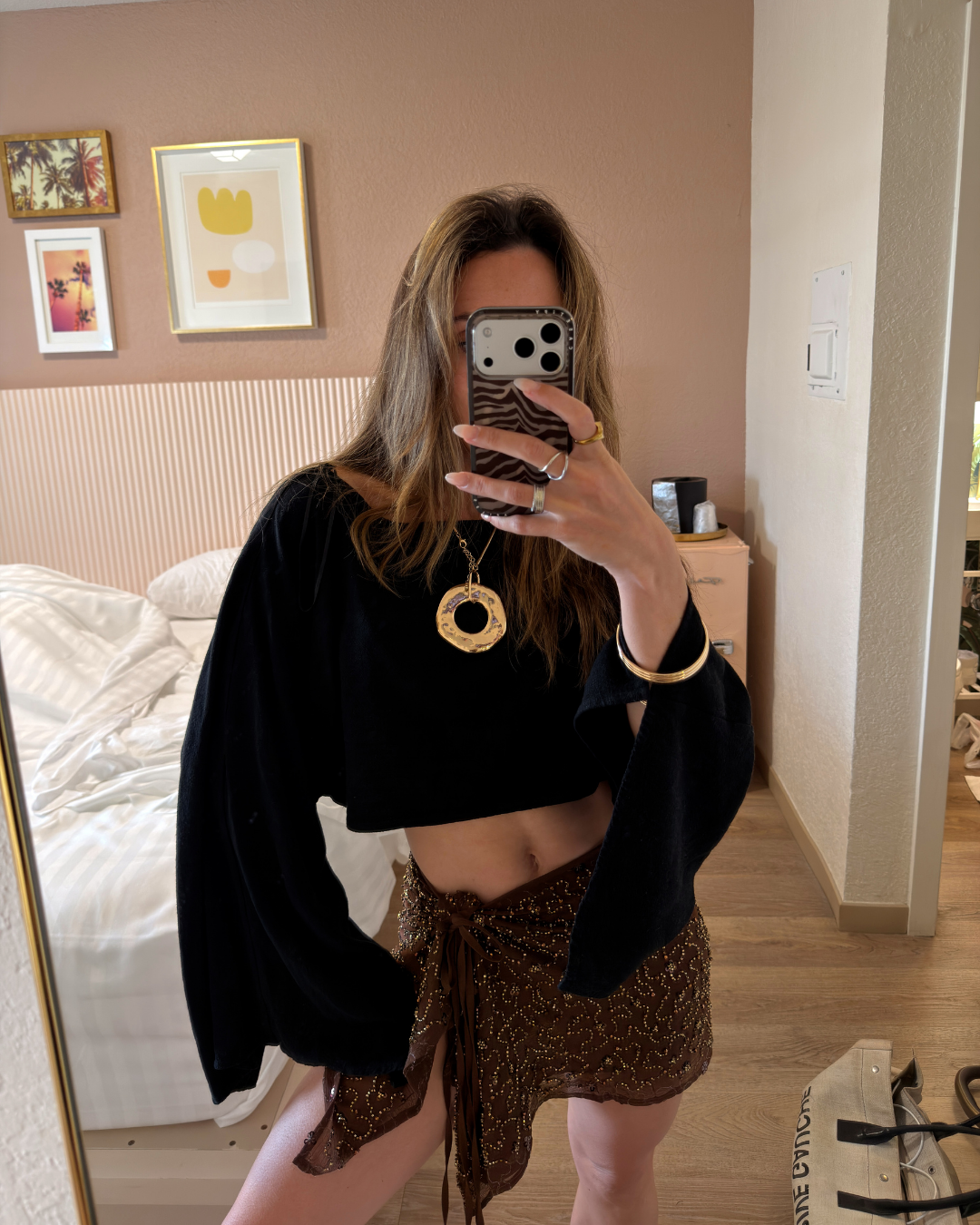 Freya Mocha Beaded Sarong