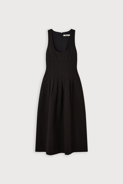 Cotton Mix Cinched Midi Dress