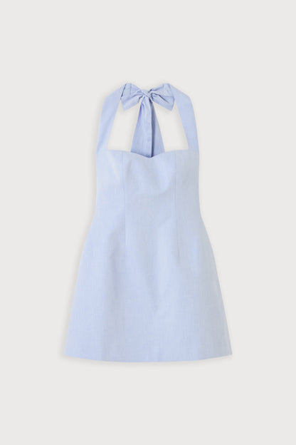 Cotton Tie Neck Mini Dress