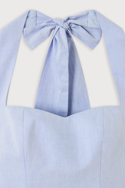 Cotton Tie Neck Mini Dress