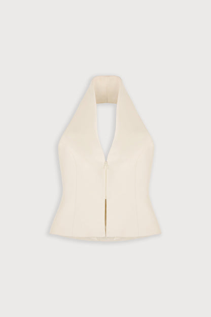 Cotton Mix Zip Detail Top