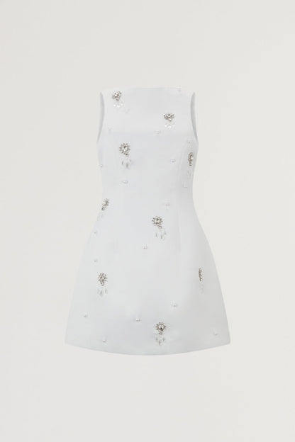 Satin Crystal Mini Dress