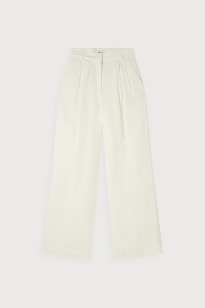 Linen Mix Wide Leg Trousers