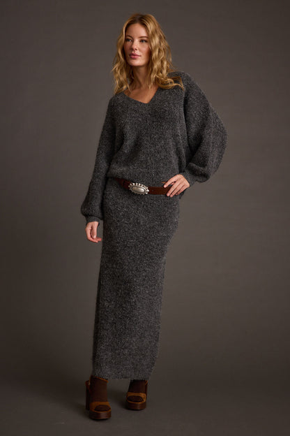 Glacier Charcoal V Neck Sweater