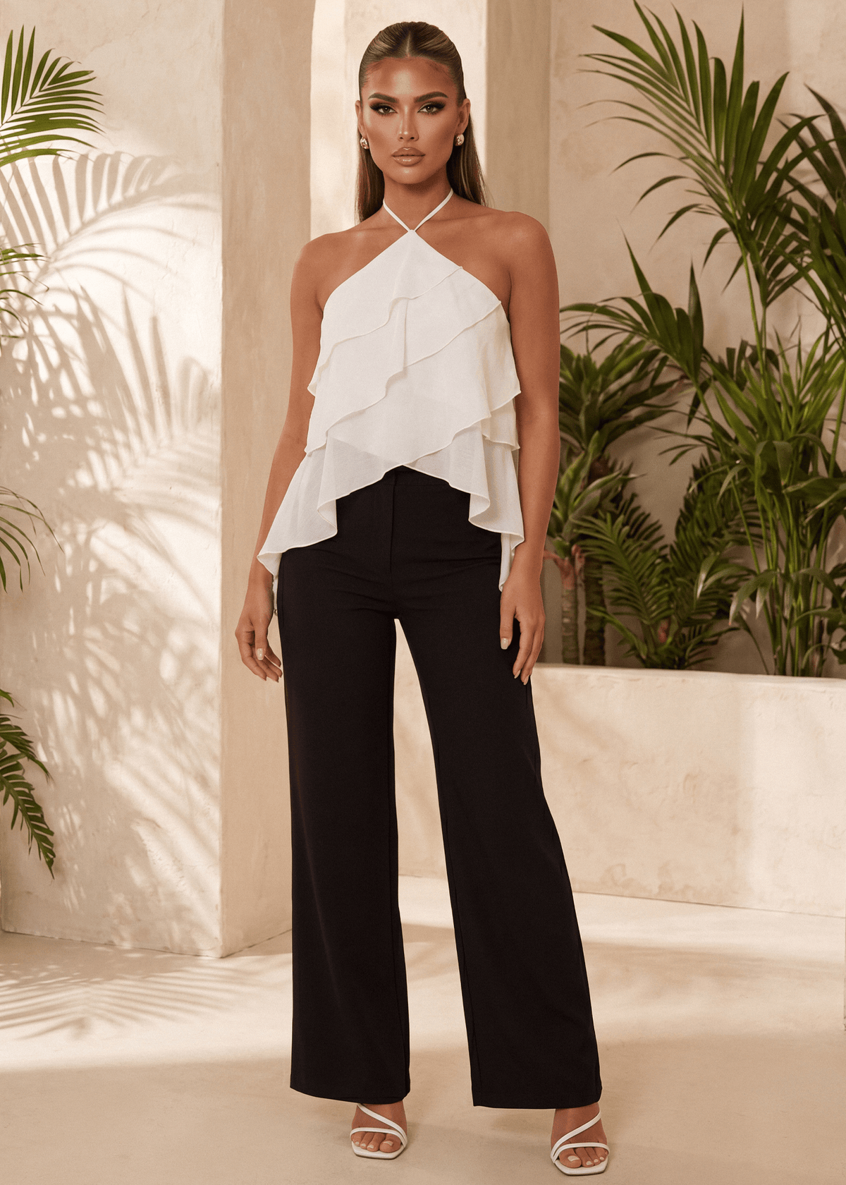 Here For Love Floaty Top - Beige