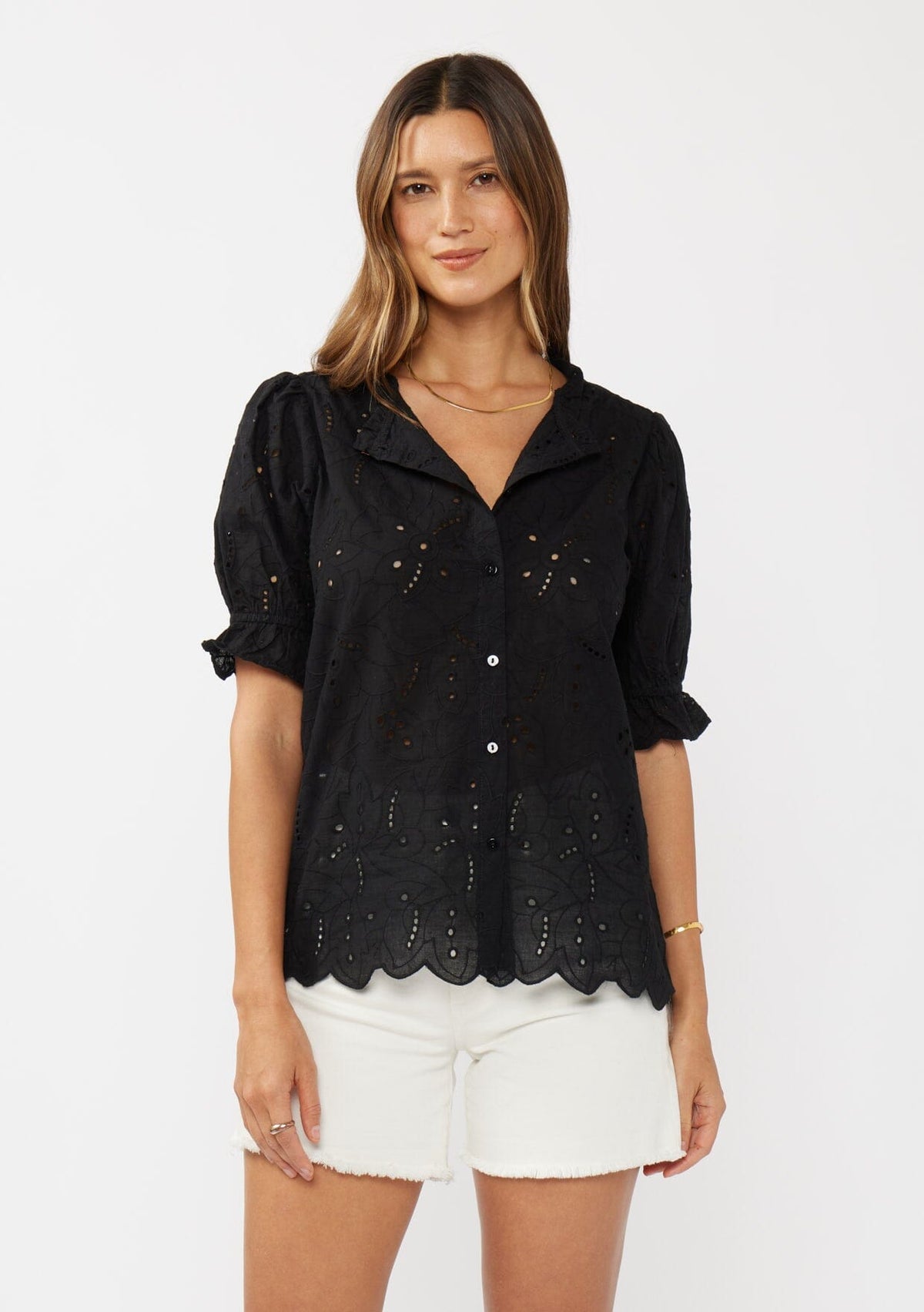 Sweetpea Eyelet Button Up Blouse