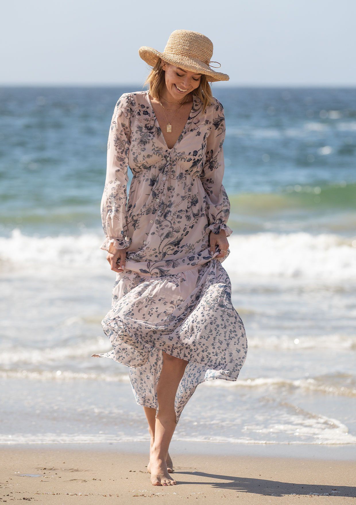 Meadow Sage Floral Maxi Dress